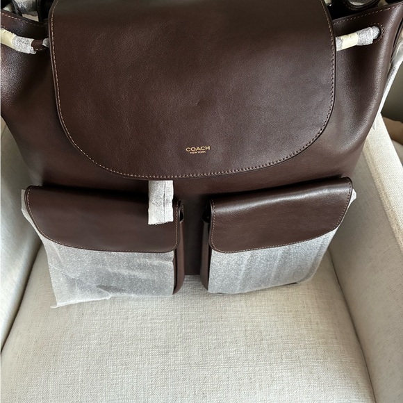 Coach Rich Brown Leather Men's Backpack - Picture 3 of 9